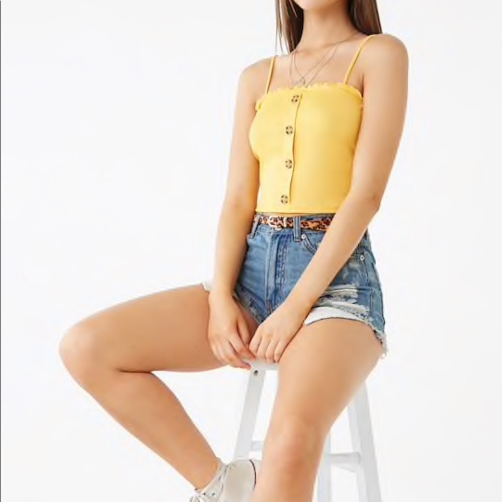 Mustard Forever 21 crop top